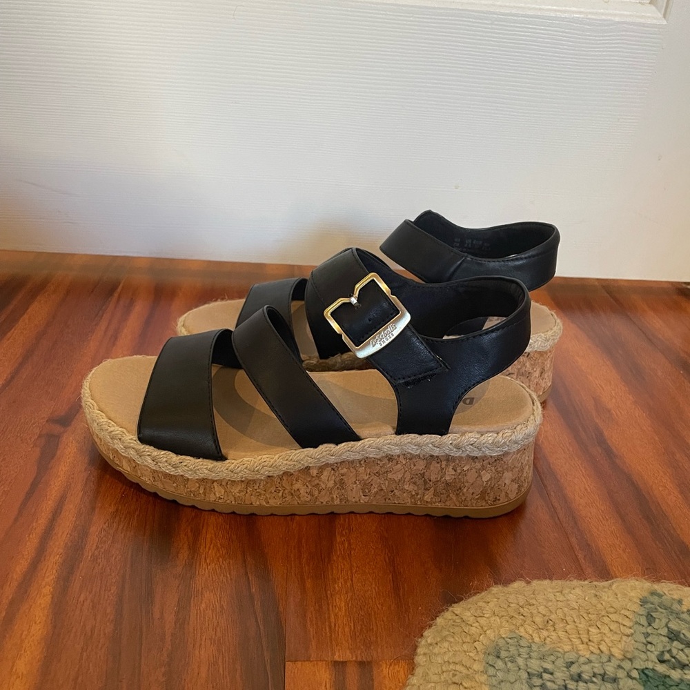 Dr. Schools Once Twice Espadrille Platform Sandal Black Size 7